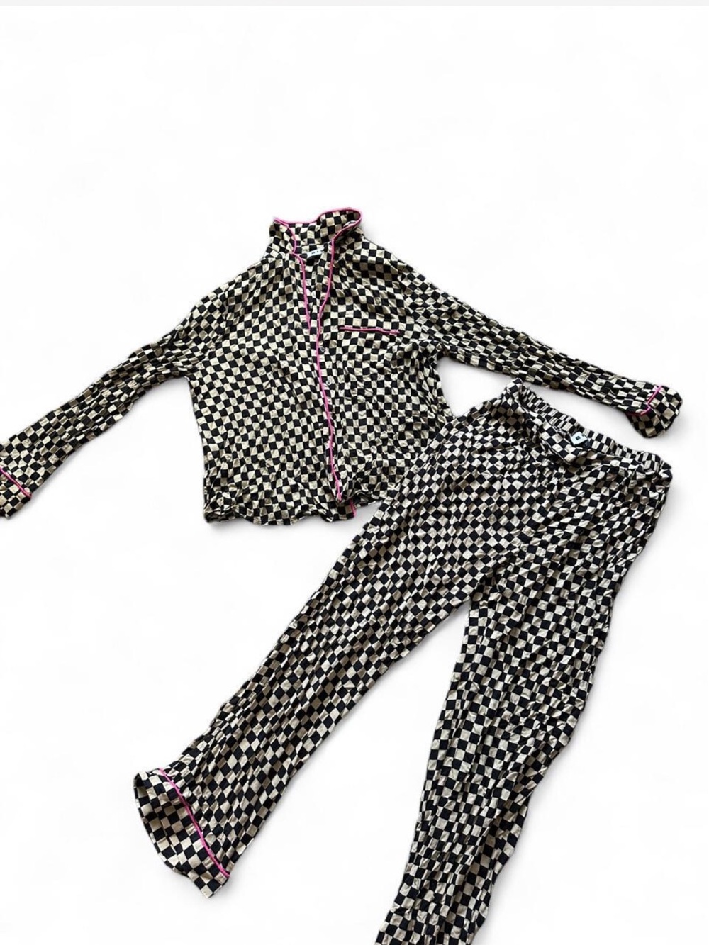 Rixo Black and green checkered pajama set #sleepwear #loungewear